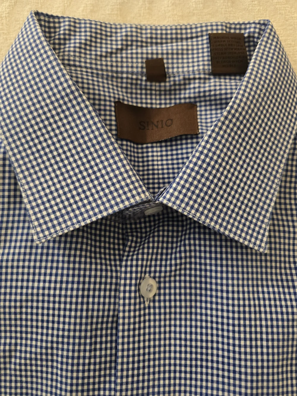 Blue Gingham Men's Dress Shirt